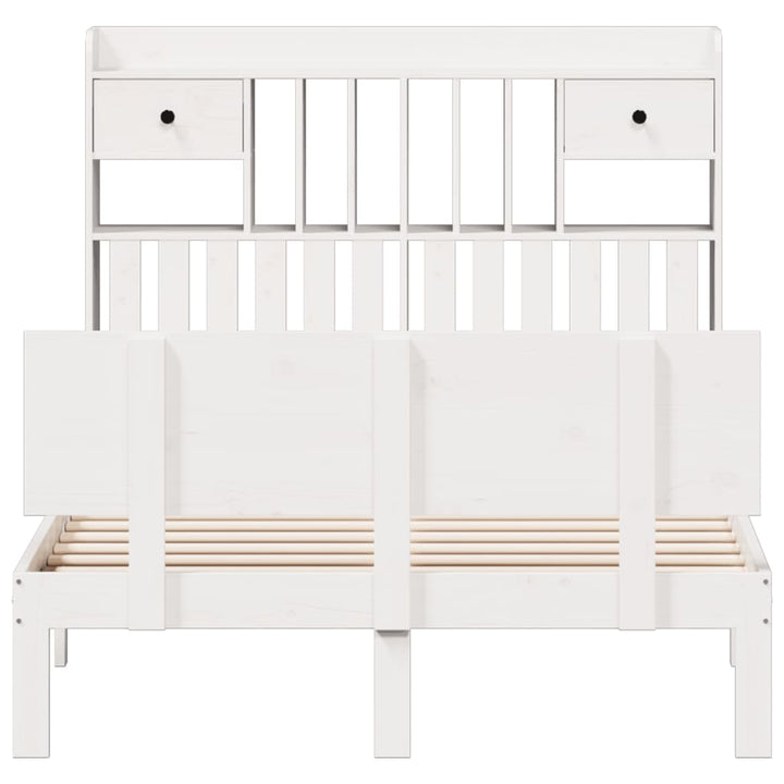 seng med reol uden madras 135x190 cm massivt fyrretræ hvid