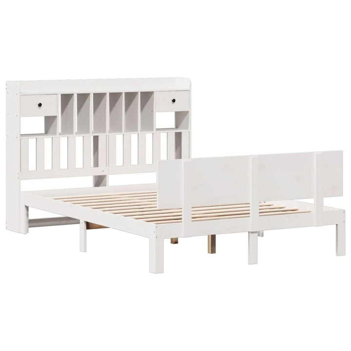 seng med reol uden madras 140x190 cm massivt fyrretræ hvid