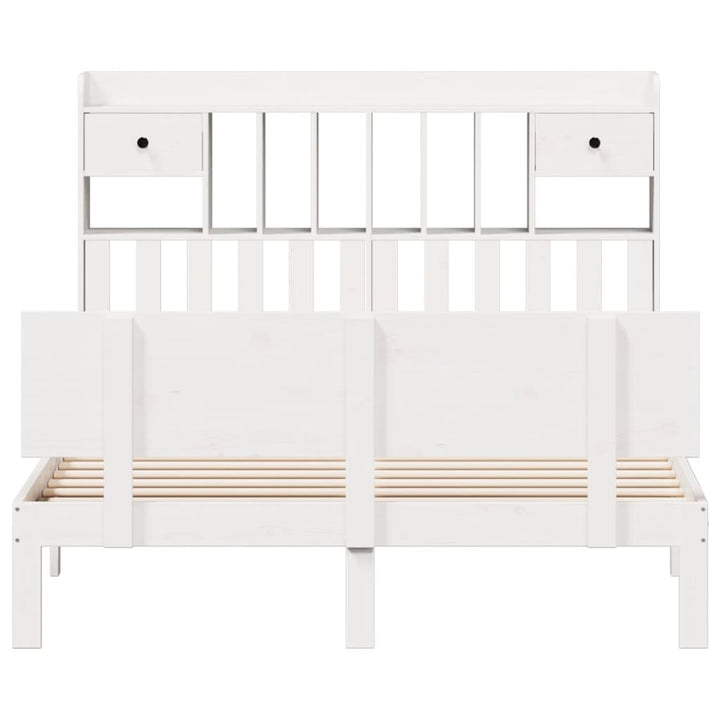 seng med reol uden madras 140x190 cm massivt fyrretræ hvid