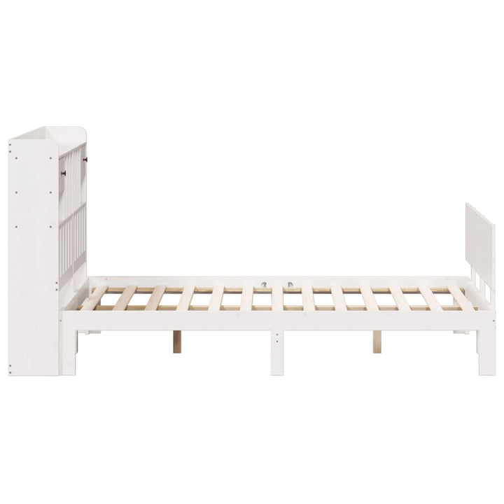 seng med reol uden madras 140x190 cm massivt fyrretræ hvid