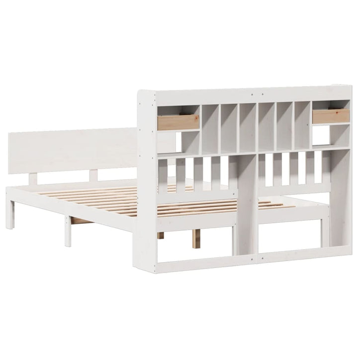seng med reol uden madras 140x190 cm massivt fyrretræ hvid