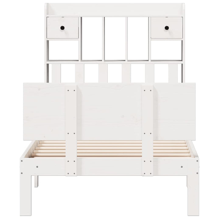 seng med reol uden madras 90x200 cm massivt fyrretræ hvid