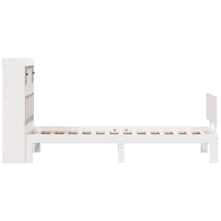 seng med reol uden madras 90x200 cm massivt fyrretræ hvid