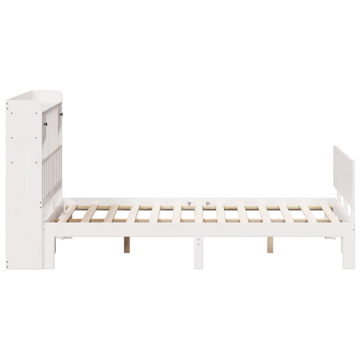 seng med reol uden madras 140x200 cm massivt fyrretræ hvid