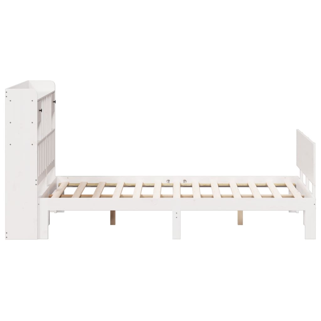 seng med reol uden madras 160x200 cm massivt fyrretræ hvid