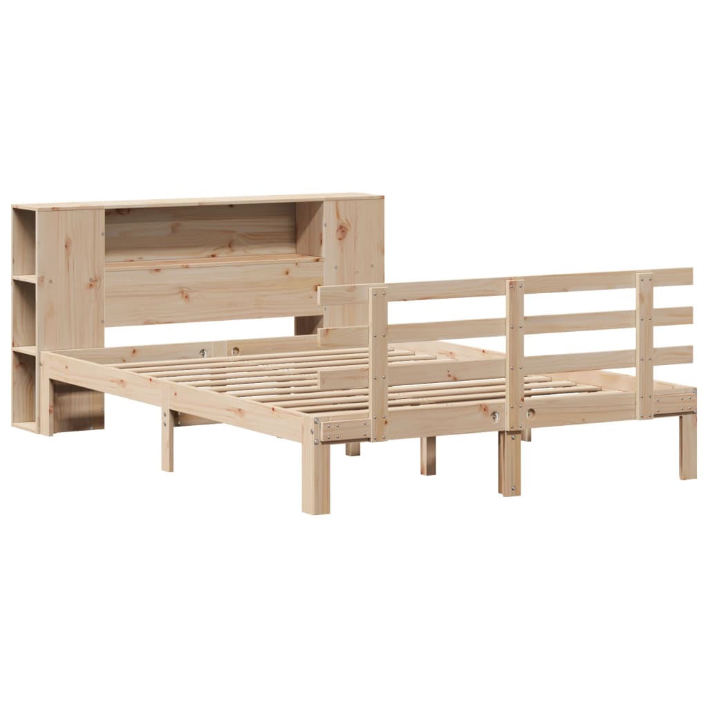 seng med reol uden madras 135x190 cm massivt fyrretræ