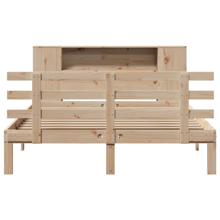 seng med reol uden madras 135x190 cm massivt fyrretræ
