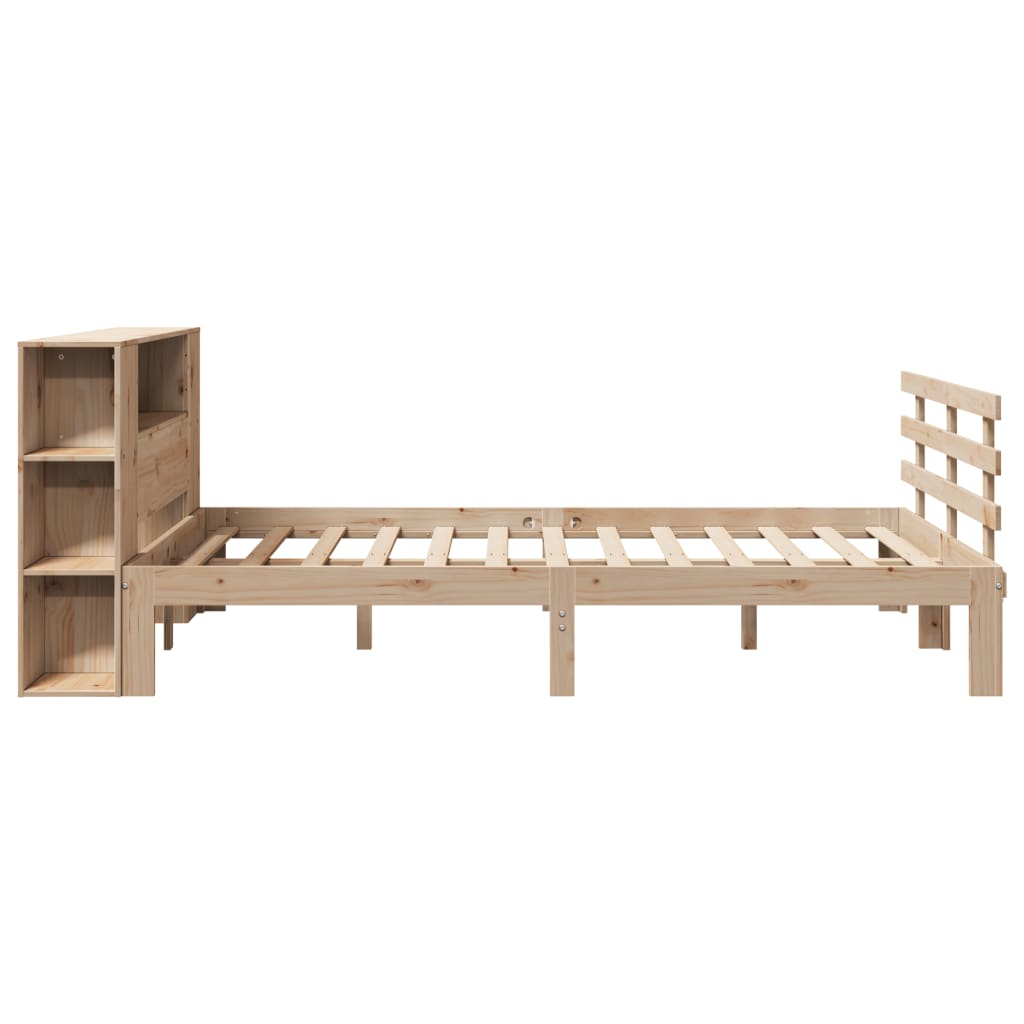 seng med reol uden madras 135x190 cm massivt fyrretræ