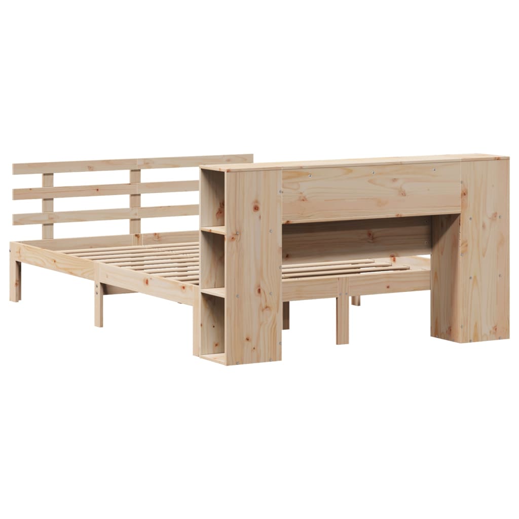 seng med reol uden madras 135x190 cm massivt fyrretræ