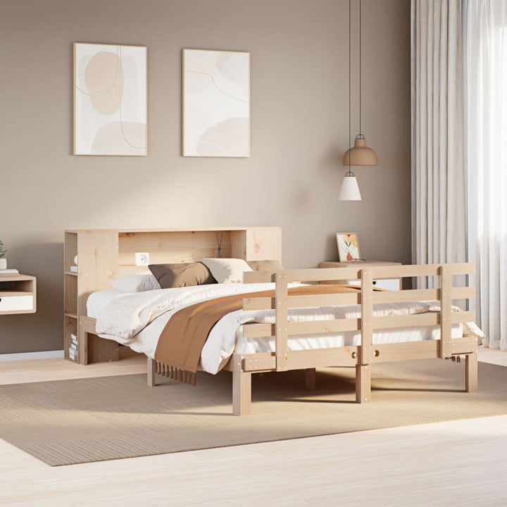 seng med reol uden madras 135x190 cm massivt fyrretræ