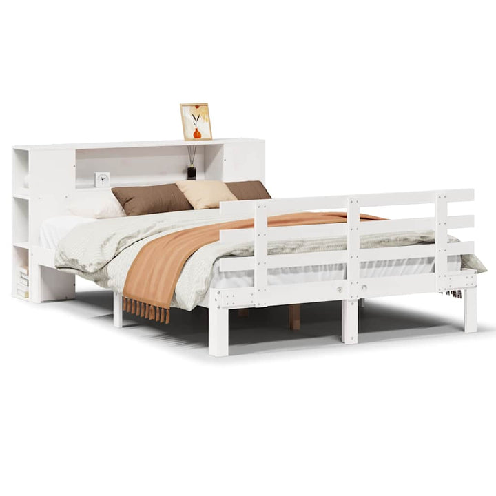 seng med reol uden madras 135x190 cm massivt fyrretræ hvid