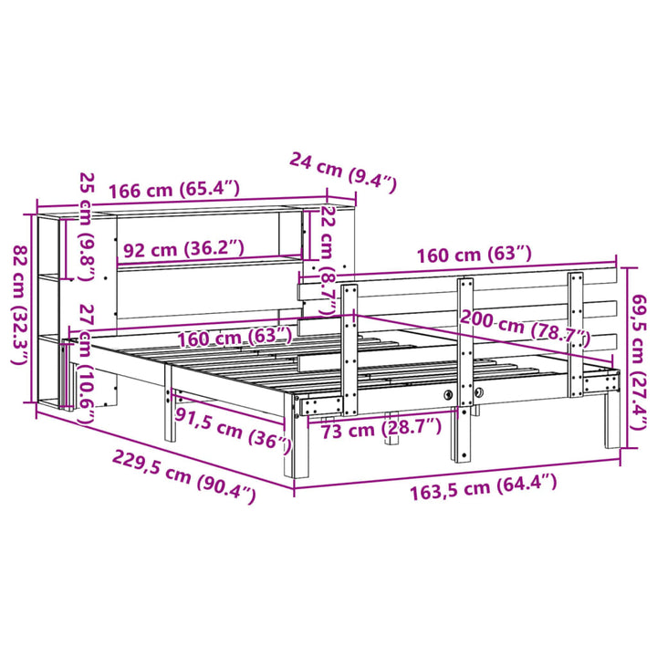 reolseng uden madras hvid 160x200 cm massivt træ fyrretræ