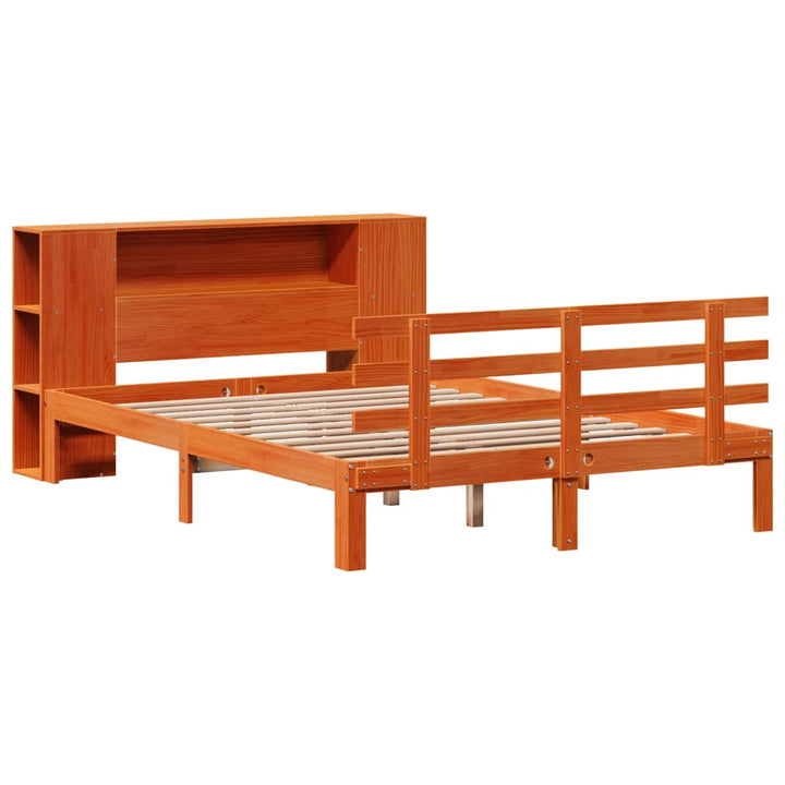 seng med reol uden madras 140x190cm massivt fyrretræ gyldenbrun