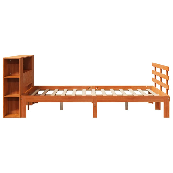 seng med reol uden madras 140x190cm massivt fyrretræ gyldenbrun