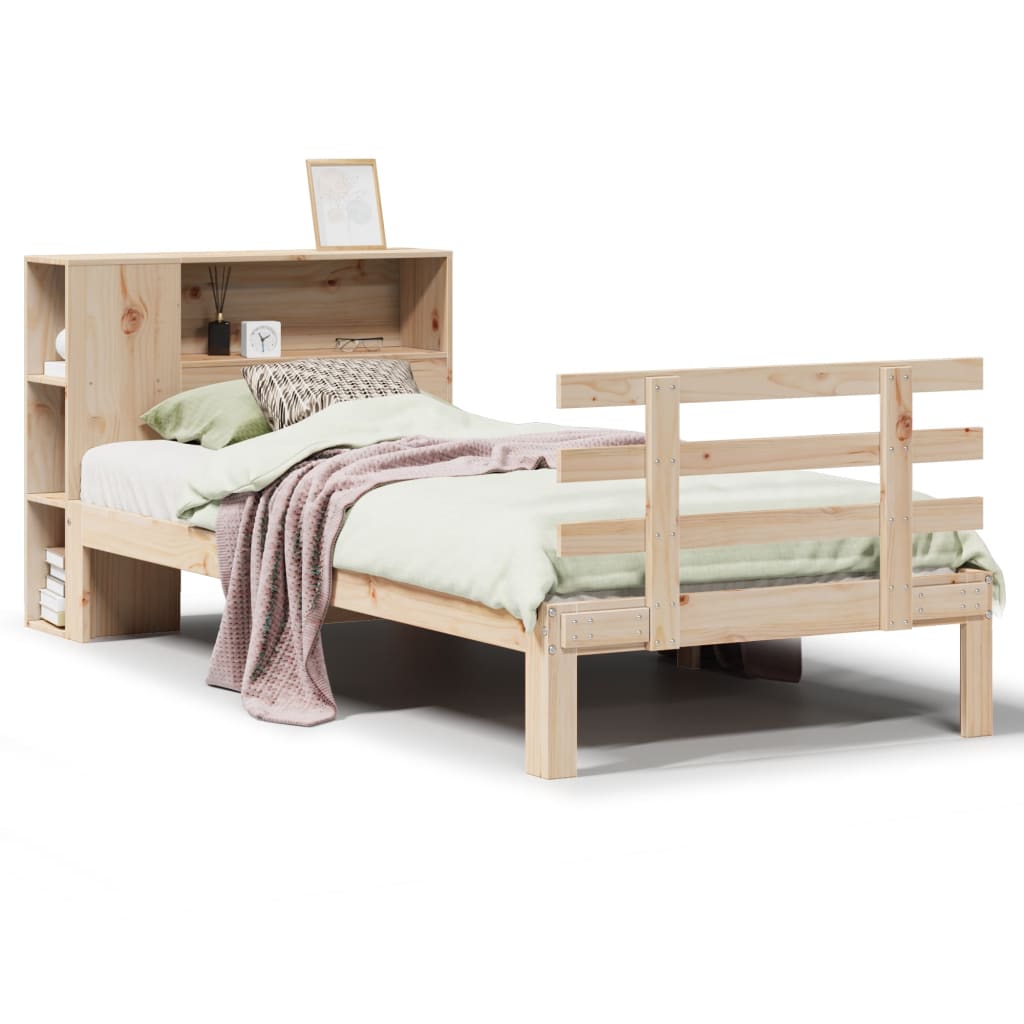 seng med reol uden madras 75x190 cm massivt fyrretræ