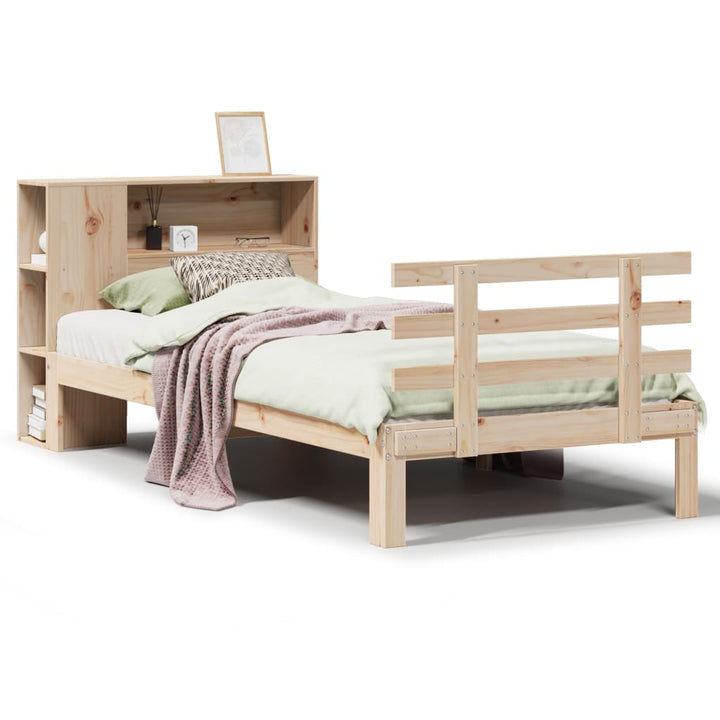 seng med reol uden madras 75x190 cm massivt fyrretræ