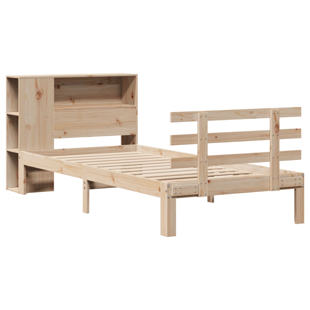 seng med reol uden madras 75x190 cm massivt fyrretræ