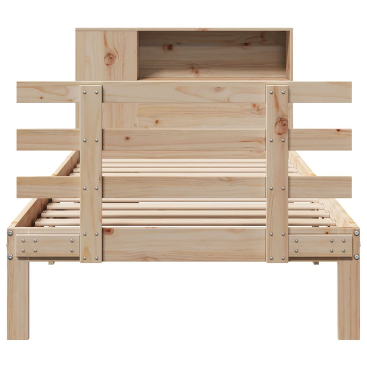 seng med reol uden madras 75x190 cm massivt fyrretræ