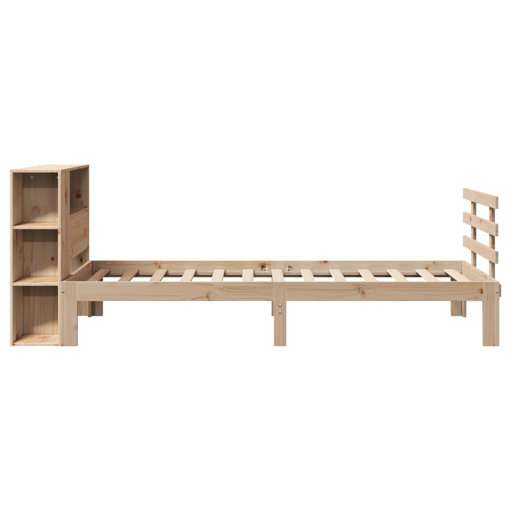 seng med reol uden madras 75x190 cm massivt fyrretræ