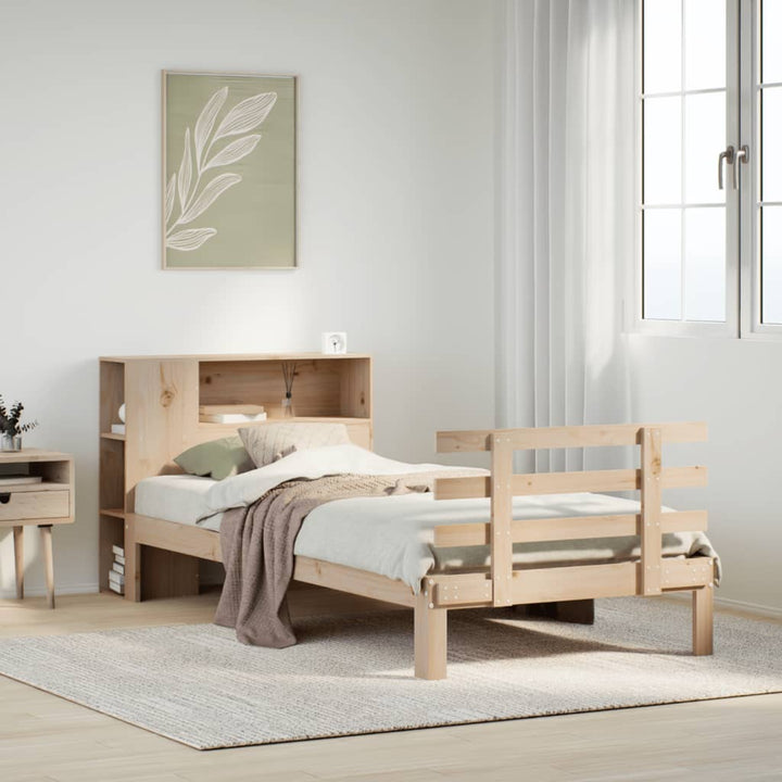 seng med reol uden madras 75x190 cm massivt fyrretræ