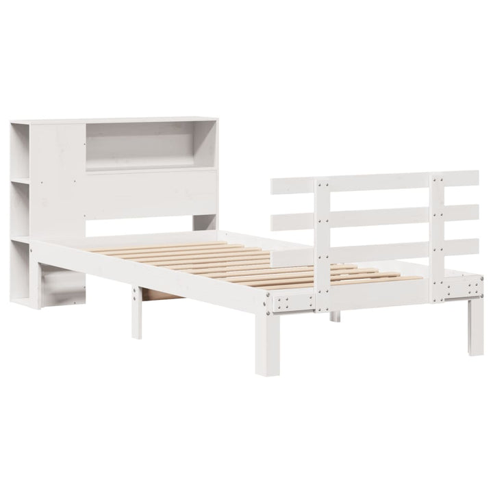 seng med reol uden madras 75x190 cm massivt fyrretræ hvid