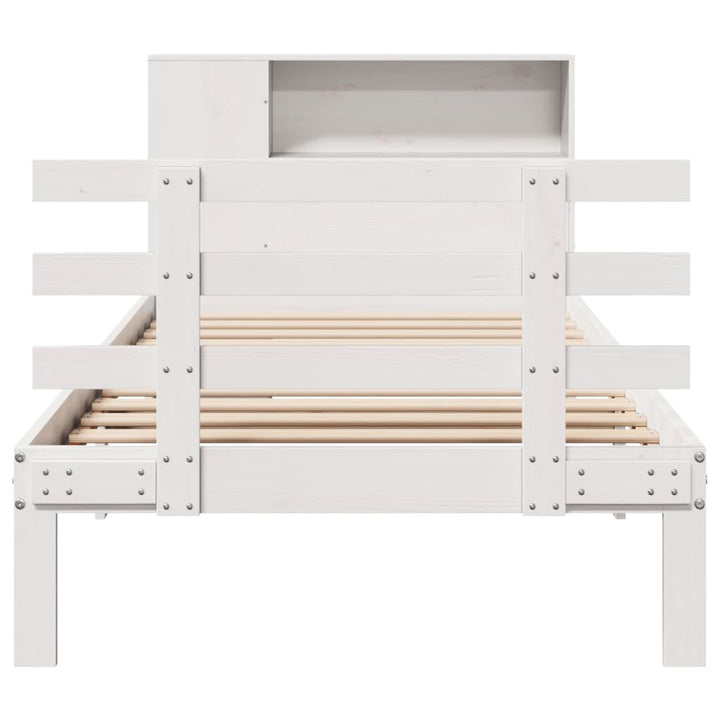 seng med reol uden madras 75x190 cm massivt fyrretræ hvid