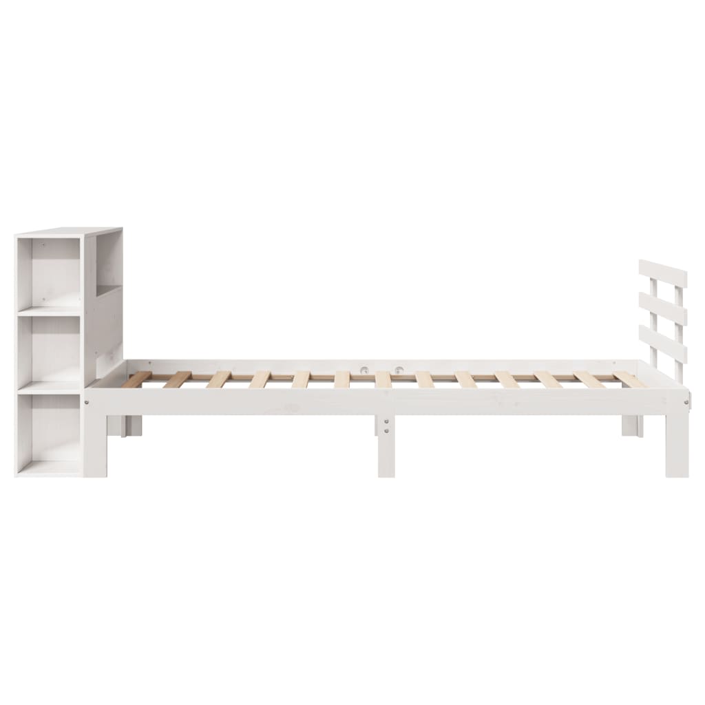 seng med reol uden madras 75x190 cm massivt fyrretræ hvid