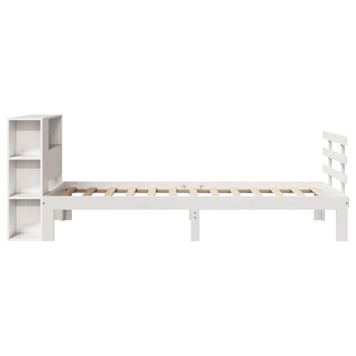 seng med reol uden madras 75x190 cm massivt fyrretræ hvid