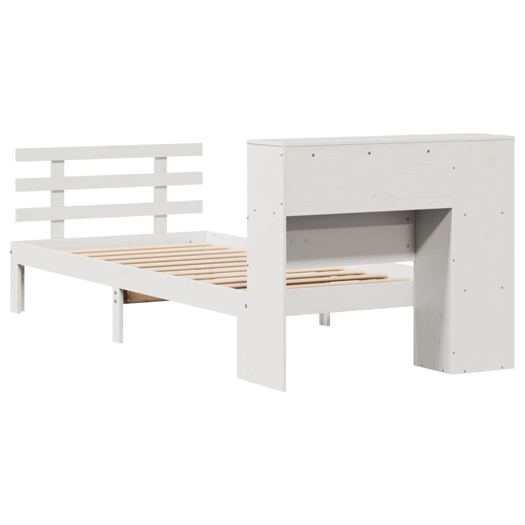 seng med reol uden madras 75x190 cm massivt fyrretræ hvid