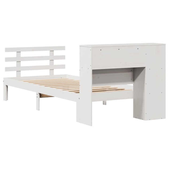 seng med reol uden madras 75x190 cm massivt fyrretræ hvid