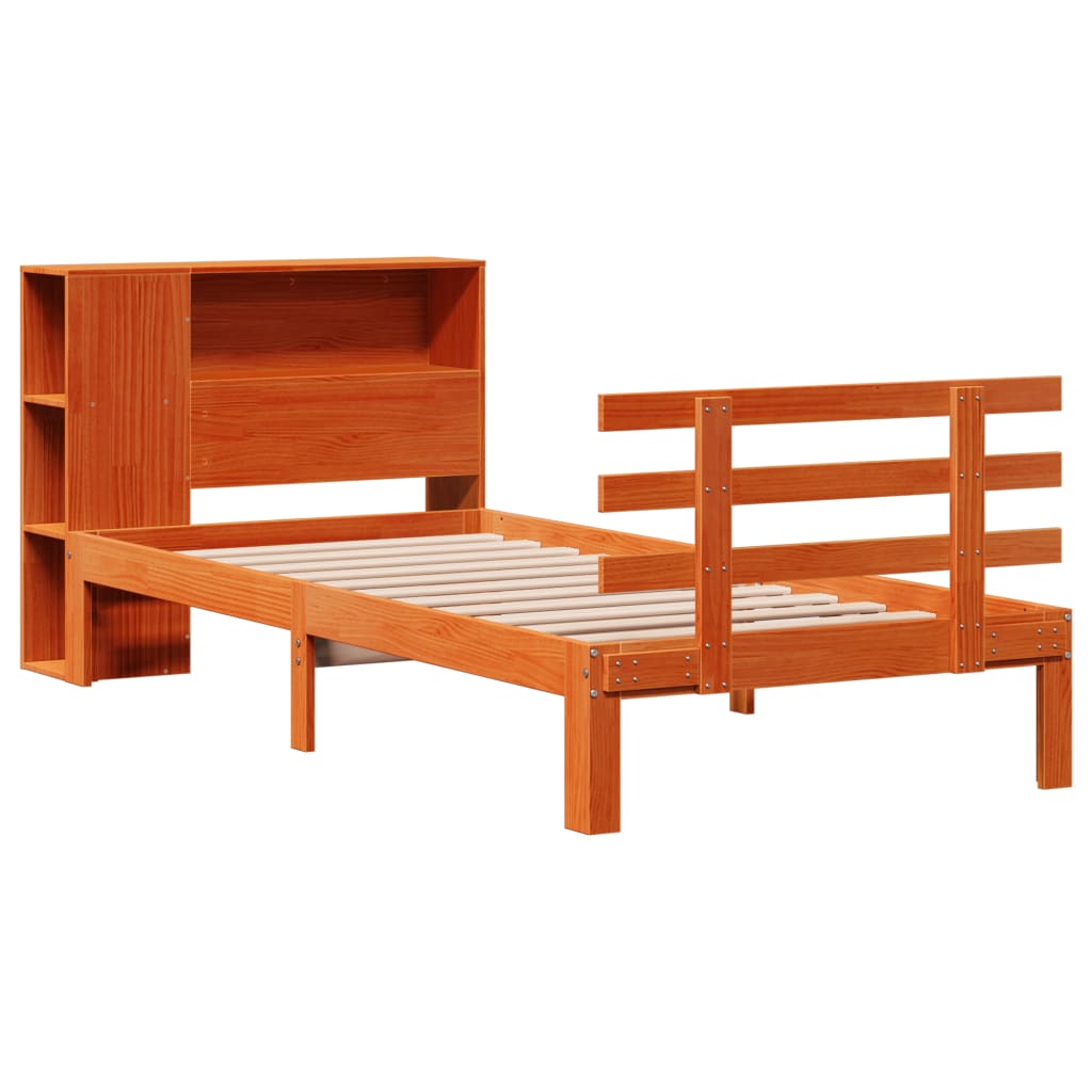 seng med reol uden madras 100x200cm massivt fyrretræ gyldenbrun
