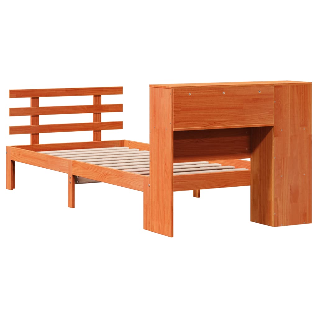 seng med reol uden madras 100x200cm massivt fyrretræ gyldenbrun