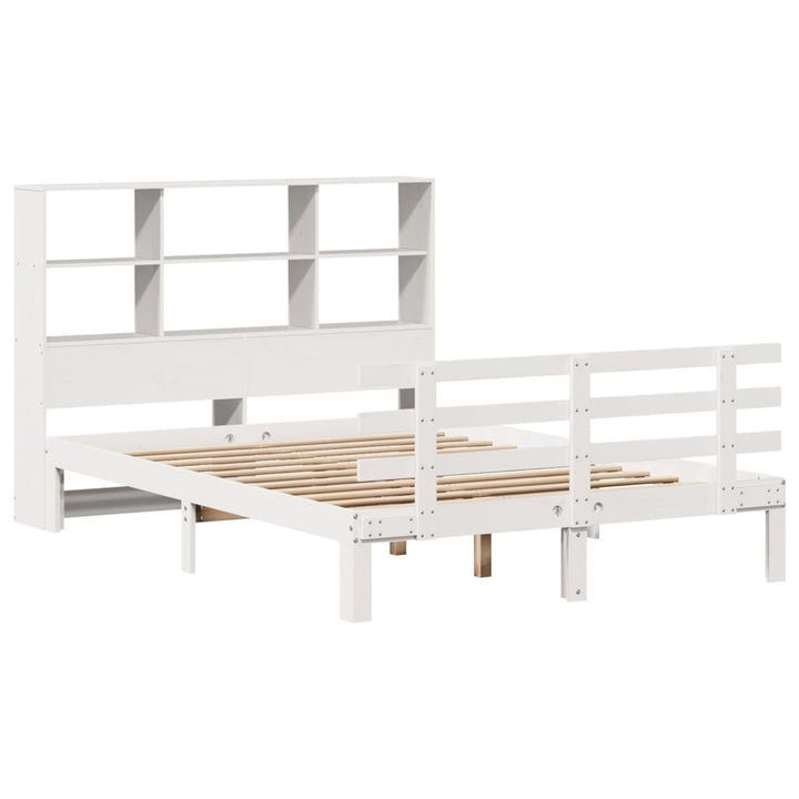 seng med reol uden madras 140x200 cm massivt fyrretræ hvid