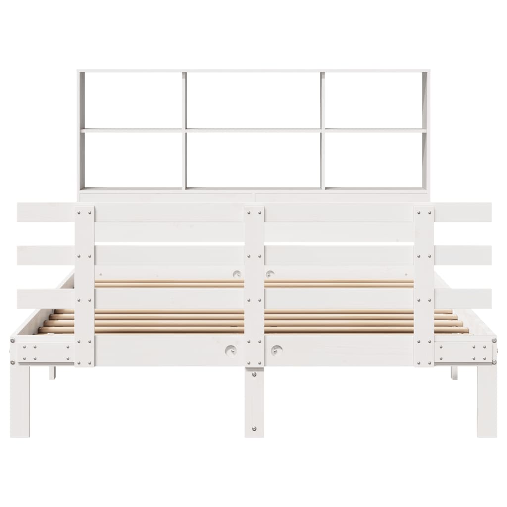 seng med reol uden madras 140x200 cm massivt fyrretræ hvid