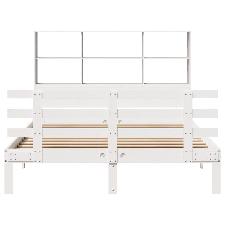 seng med reol uden madras 140x200 cm massivt fyrretræ hvid