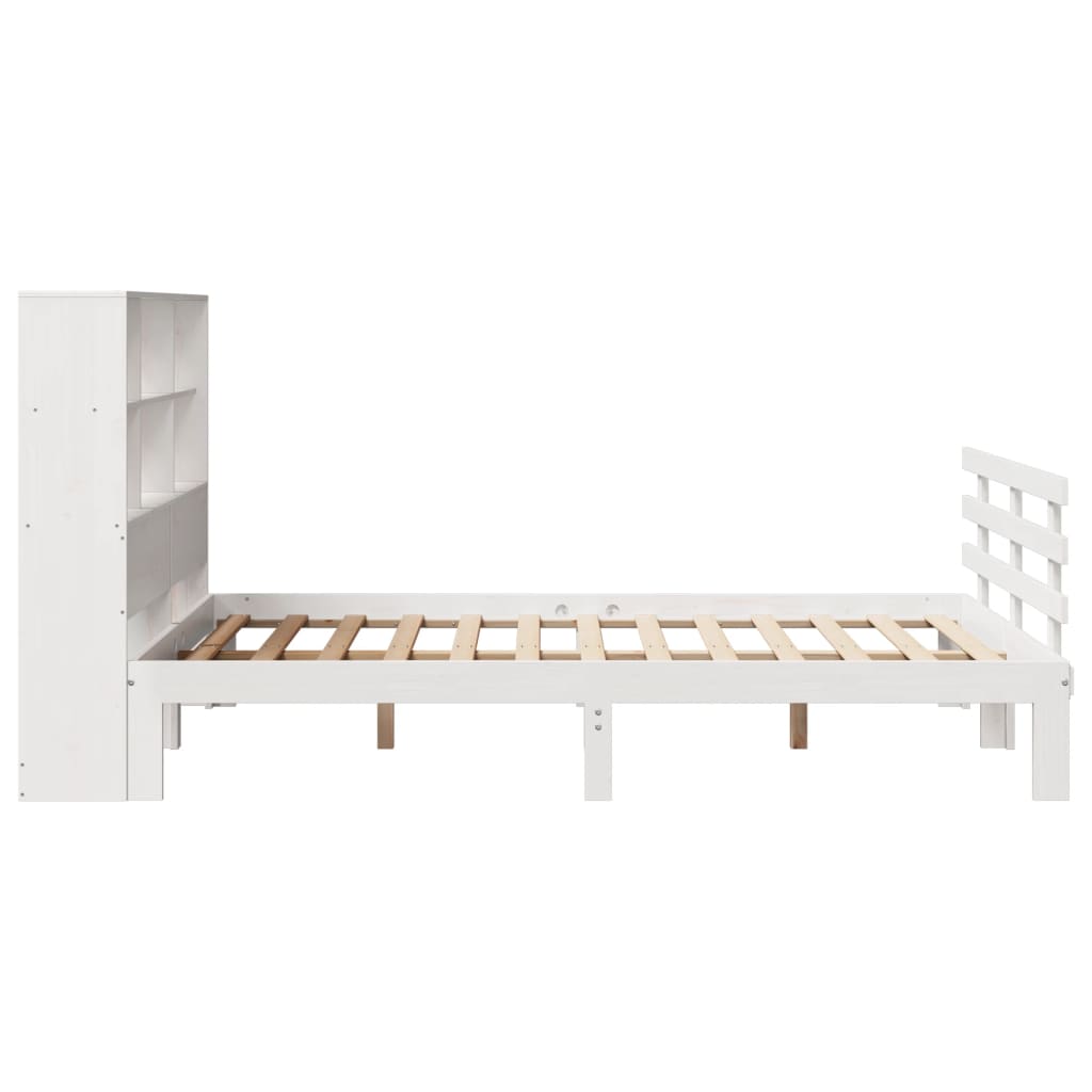 seng med reol uden madras 140x200 cm massivt fyrretræ hvid