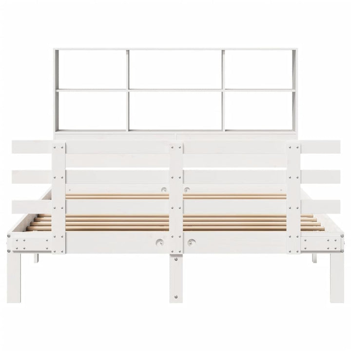 seng med reol uden madras 160x200 cm massivt fyrretræ hvid