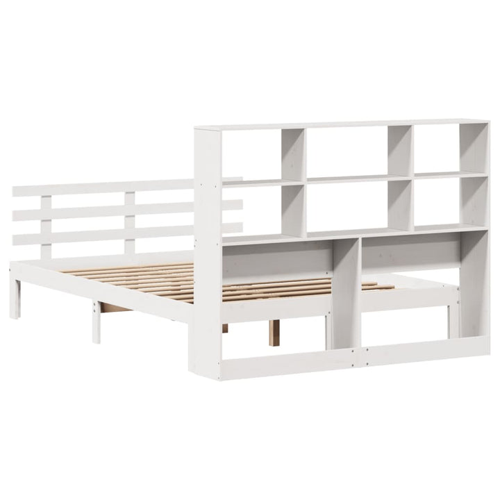seng med reol uden madras 160x200 cm massivt fyrretræ hvid