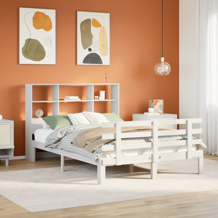 seng med reol uden madras 160x200 cm massivt fyrretræ hvid