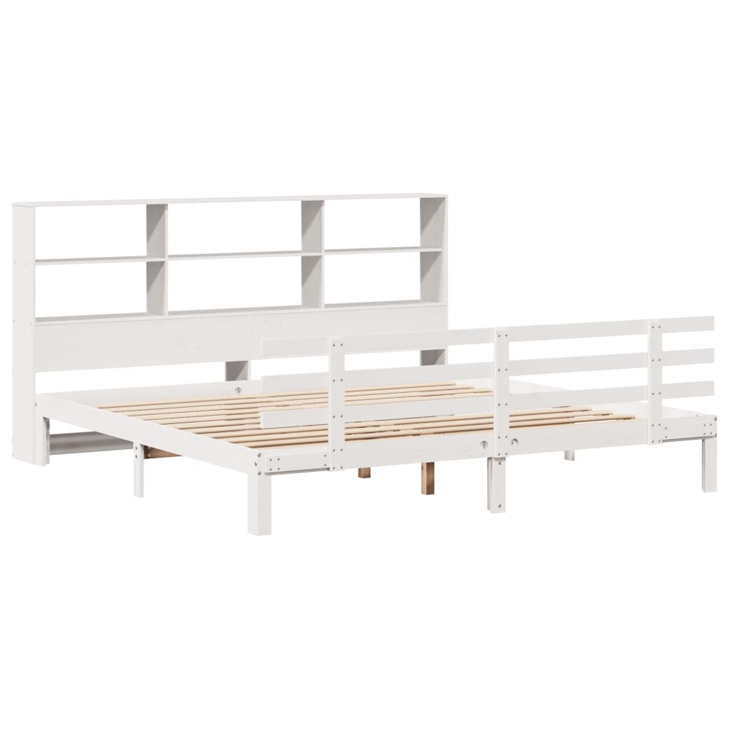 seng med reol uden madras 180x200 cm massivt fyrretræ hvid