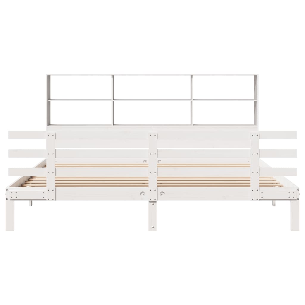seng med reol uden madras 180x200 cm massivt fyrretræ hvid