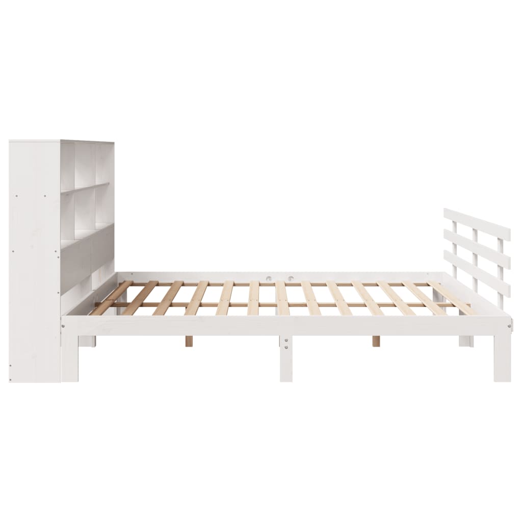 seng med reol uden madras 180x200 cm massivt fyrretræ hvid