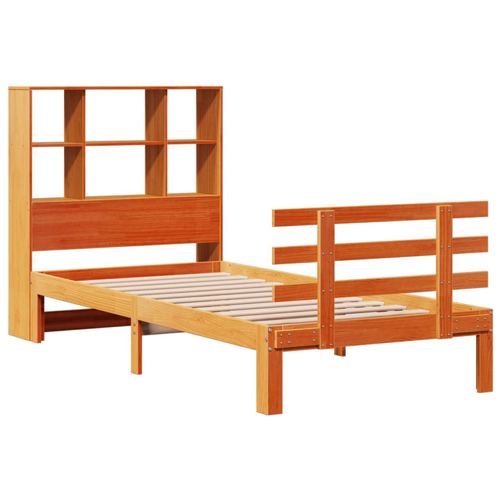 seng med reol uden madras 75x190 cm massivt fyrretræ gyldenbrun