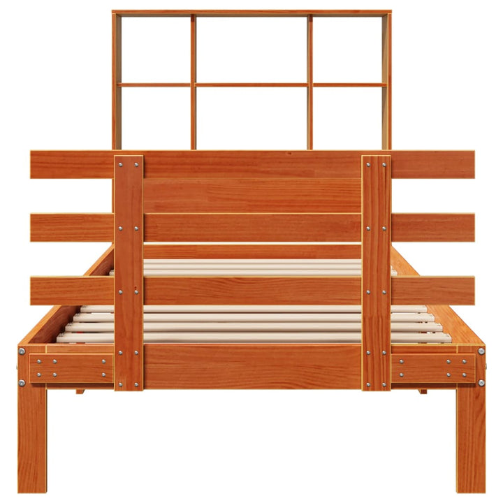 seng med reol uden madras 75x190 cm massivt fyrretræ gyldenbrun