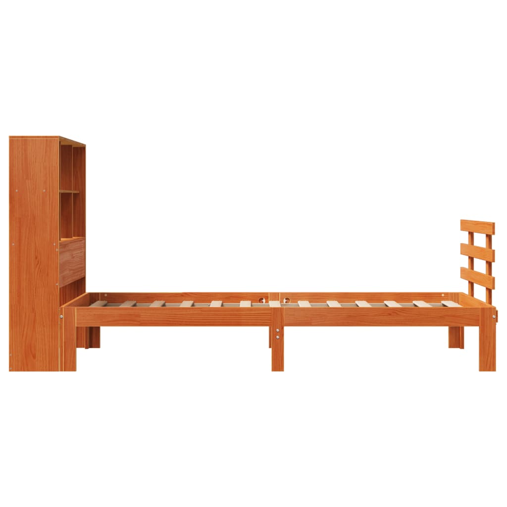 seng med reol uden madras 75x190 cm massivt fyrretræ gyldenbrun