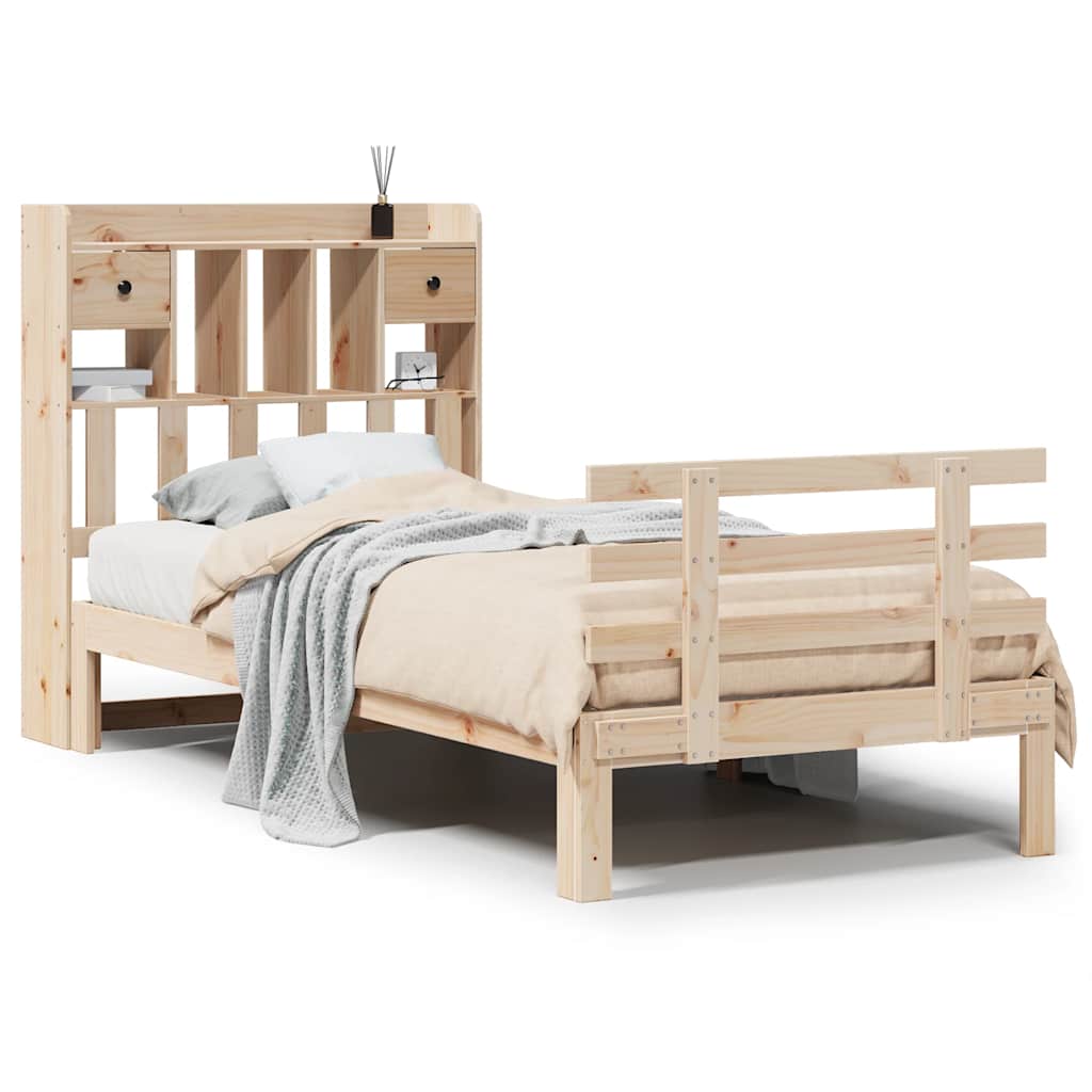 seng med reol uden madras 75x190 cm massivt fyrretræ