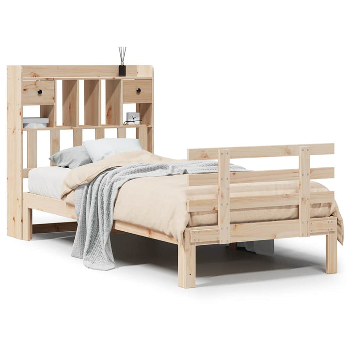 seng med reol uden madras 75x190 cm massivt fyrretræ