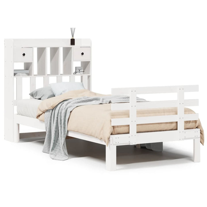 seng med reol uden madras 75x190 cm massivt fyrretræ hvid