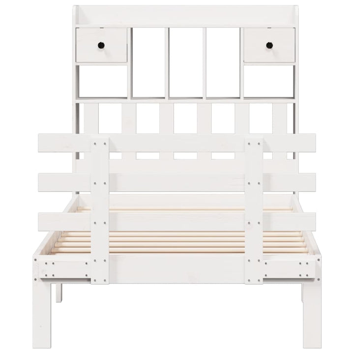 seng med reol uden madras 75x190 cm massivt fyrretræ hvid