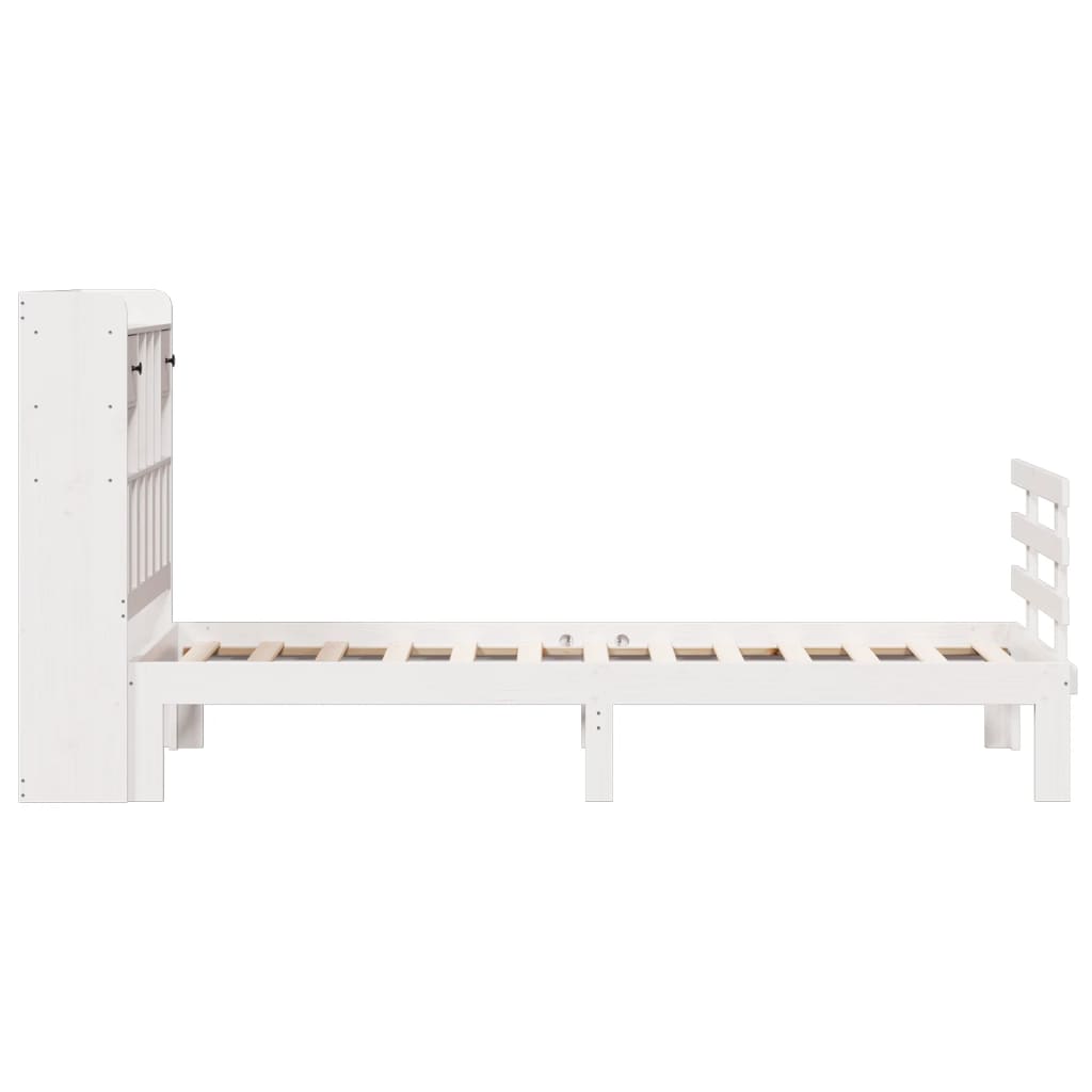 seng med reol uden madras 75x190 cm massivt fyrretræ hvid